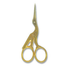 Tesoura cegonha banhado a ouro bordado | Madeira 020N9479